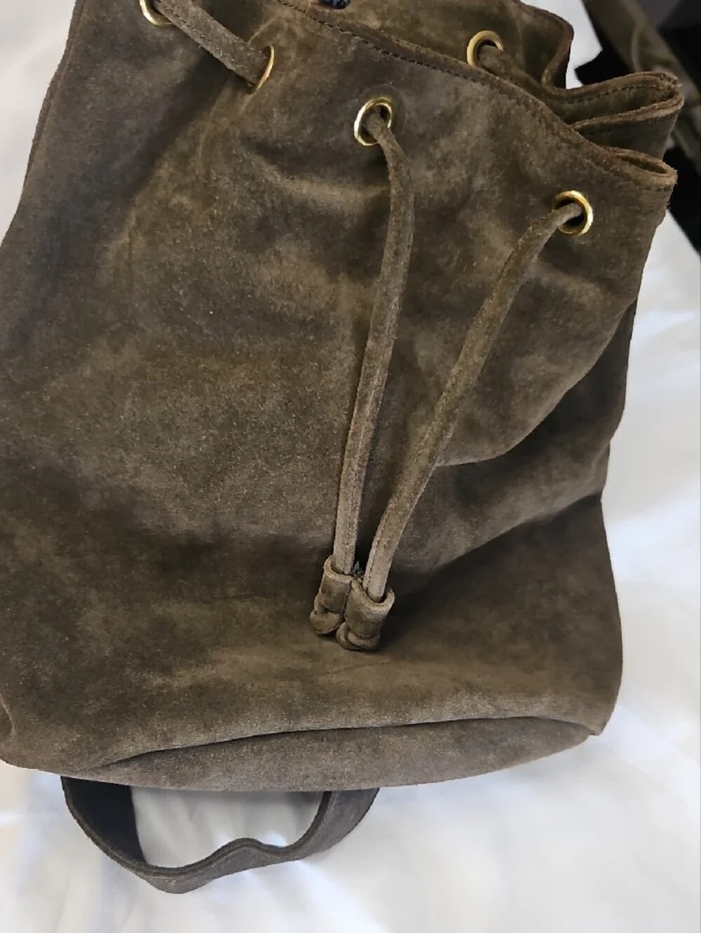 TALBOTS Classic Suede Drawstring Backpack - Brown